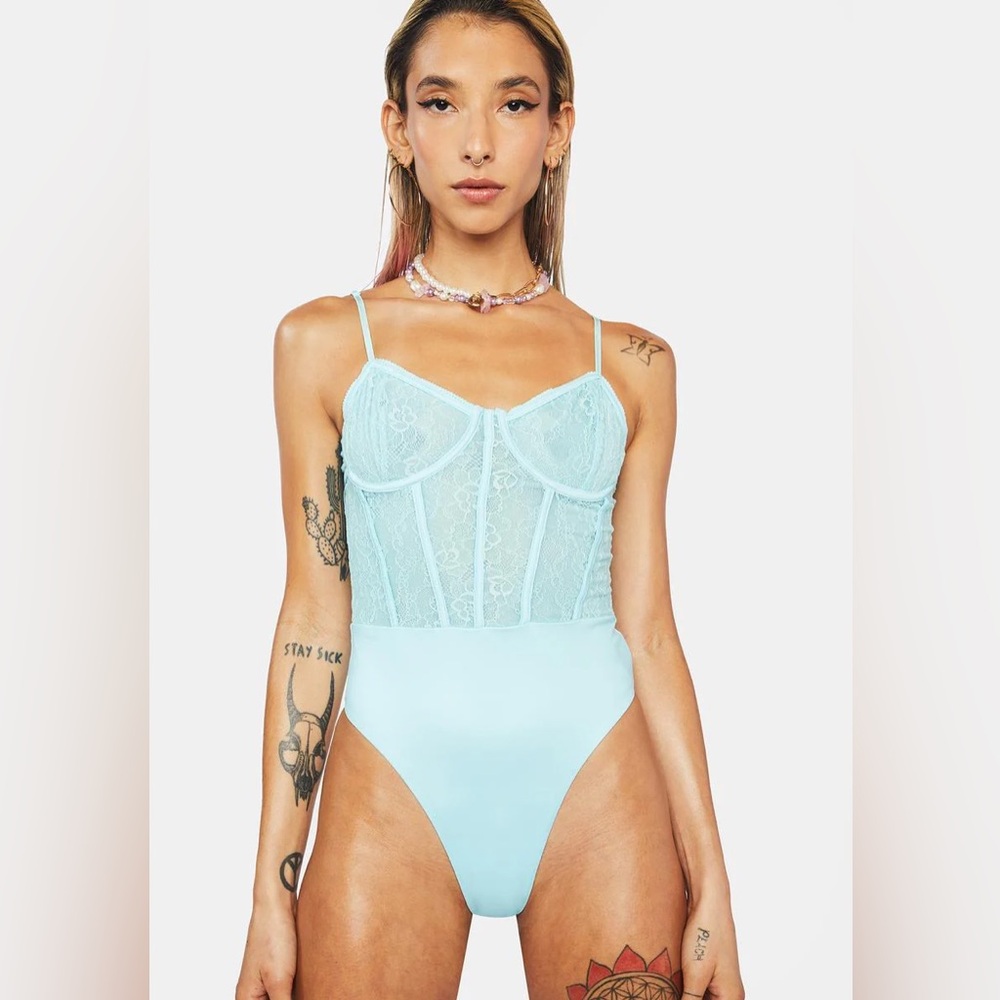 Never Worn AFRM Blue Lace Bodysuit